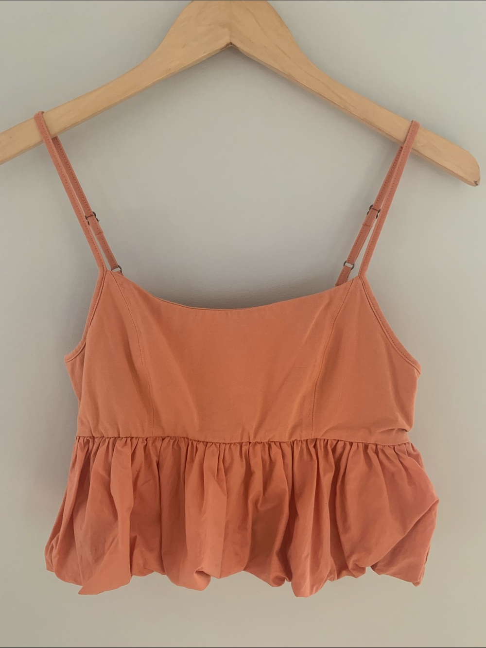 Maeve Anthropologie Ruffled Bubble Hem Cropped Tank Top Orange Size Small